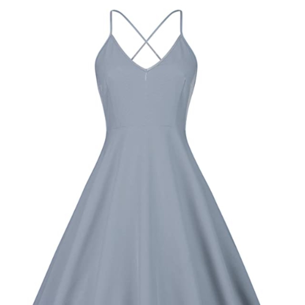 Elia Cher Women's Deep V Neck Adjustable Strap Backless Dress